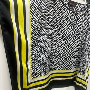 Dana Buchman Black and Yellow Geometric Blouse